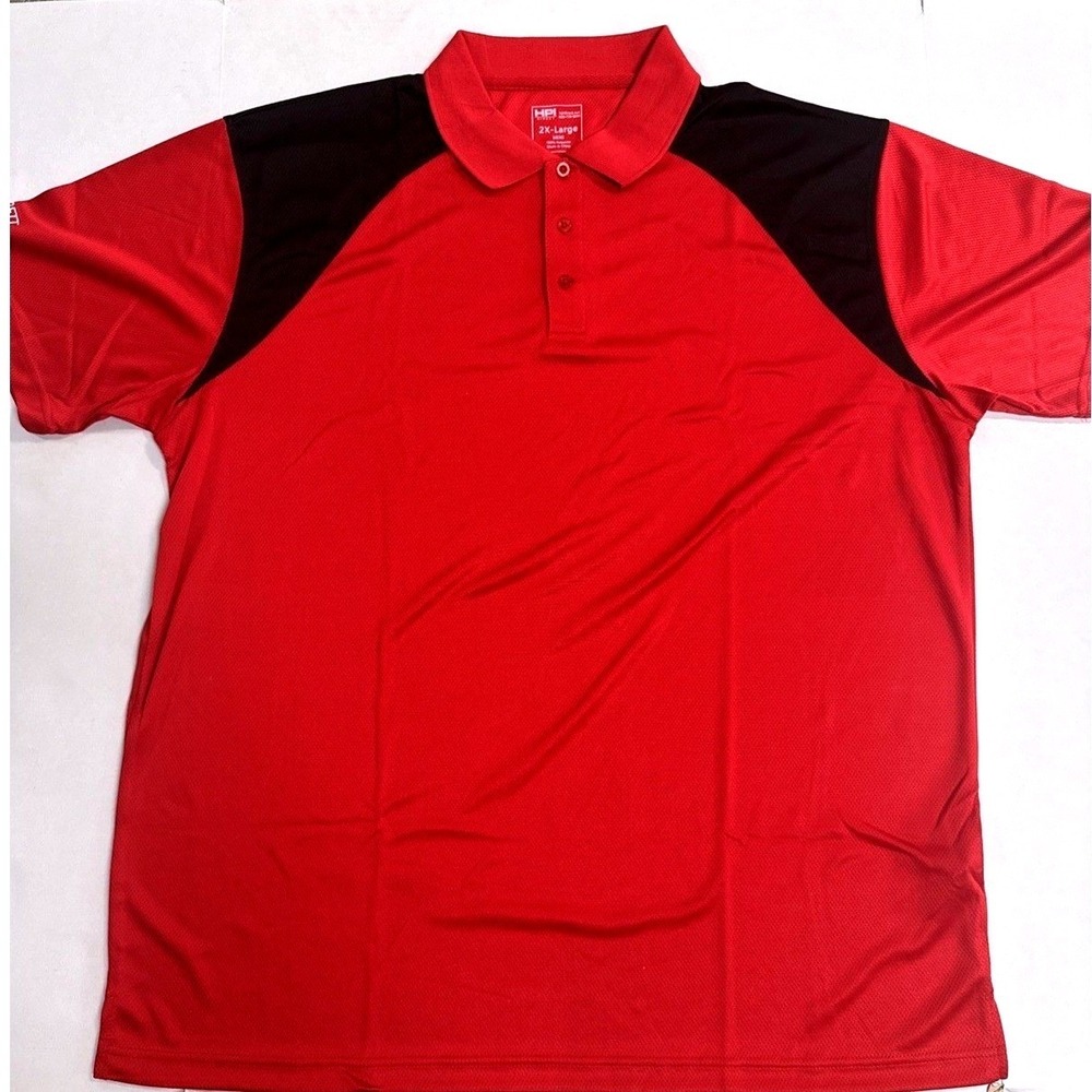 HPI Direct Mens Red Black Colorblock Short Sleeve Polo Shirt Size Small HS1650RD